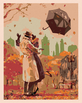 Malování podle čísel - PODZIMNÍ ROMANCE - 40x50 cm, bez rámu a bez vypnutí plátna