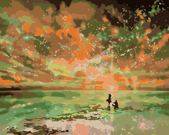 Malování podle čísel - ORANŽOVÁ POLÁRNÍ ZÁŘE - 80x100 cm, vypnuté plátno na rám