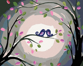 Malování podle čísel - ZAMILOVANÍ PTÁČCI - 80x100 cm, bez rámu a bez vypnutí plátna