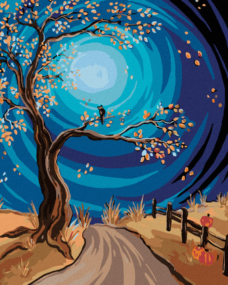 Malování podle čísel - STROM U CESTY - 40x50 cm, vypnuté plátno na rám