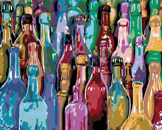Malování podle čísel - BAREVNÉ LAHVE - 80x100 cm, bez rámu a bez vypnutí plátna