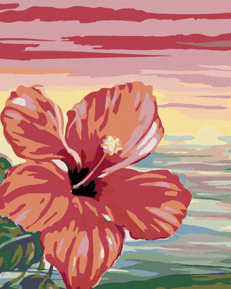 Malování podle čísel - RŮŽOVÝ IBIŠEK - 40x50 cm, bez rámu a bez vypnutí plátna