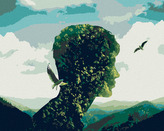 Malování podle čísel - PRIRODA JAKO HLAVA CLOVEKA - 40x50 cm, vypnuté plátno na rám