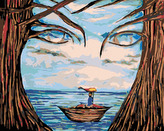 Malování podle čísel - OBLIČEJ MEZI STROMY - 40x50 cm, vypnuté plátno na rám