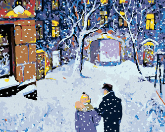 Malování podle čísel - ZIMNÍ PROCHÁZKA VE DVOU - 40x50 cm, vypnuté plátno na rám