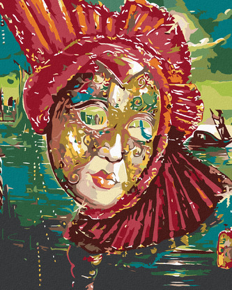 Malování podle čísel - KARNEVALOVÁ MASKA - 40x50 cm, bez rámu a bez vypnutí plátna