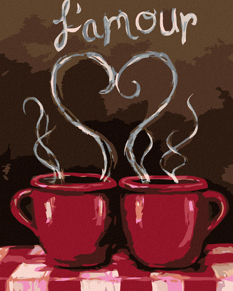 Malování podle čísel - KÁVA PO FRANCOUZSKU - 40x50 cm, vypnuté plátno na rám