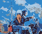 Malování podle čísel - VYJÍŽĎKA NA MOTORCE - 80x100 cm, vypnuté plátno na rám