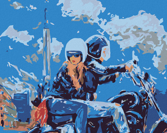 Malování podle čísel - VYJÍŽĎKA NA MOTORCE - 80x100 cm, vypnuté plátno na rám