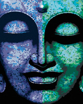 Malování podle čísel - DVOUBAREVNÝ BUDDHA - 80x100 cm, vypnuté plátno na rám