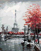 Malování podle čísel - EIFFELOVKA OD ŘEKY - 80x100 cm, vypnuté plátno na rám