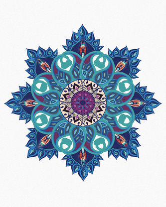 Malování podle čísel - MODRÁ MANDALA - 80x100 cm, vypnuté plátno na rám