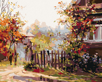 Malování podle čísel - NA VENKOVĚ PŘED DOMEM - 40x50 cm, vypnuté plátno na rám