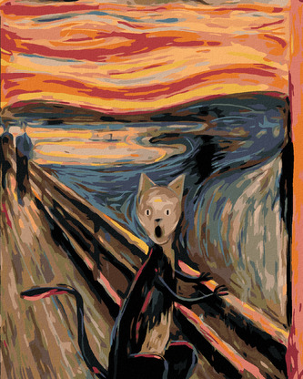 Malování podle čísel - VÝKŘIK KOCOURA - INSPIRACE E. MUNCH - 40x50 cm, bez rámu a bez vypnutí plátna