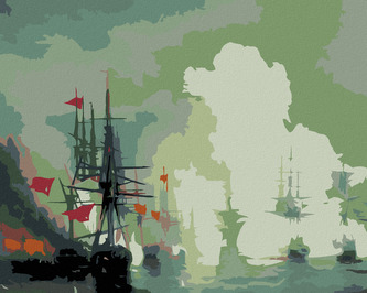 Malování podle čísel - LODĚ V MLZE - 80x100 cm, vypnuté plátno na rám