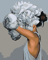 Malování podle čísel - DÍVKA ZA KVĚTINOU - 80x100 cm, vypnuté plátno na rám