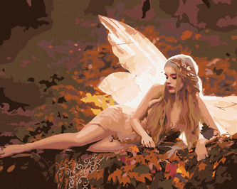 Malování podle čísel - ŽENA S MOTÝLÍMI KŘÍDLY - 40x50 cm, bez rámu a bez vypnutí plátna