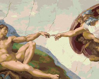 Malování podle čísel - STVOŘENÍ ADAMA (MICHELANGELO) - 80x100 cm, vypnuté plátno na rám