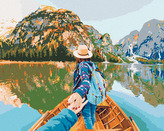 Malování podle čísel - ŽENA NA LOĎCE - 80x100 cm, vypnuté plátno na rám