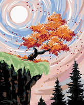 Malování podle čísel - STROM NA ÚPATÍ SKÁLY - 40x50 cm, vypnuté plátno na rám