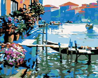 Malování podle čísel - VESLICE U DOMU - 80x100 cm, bez rámu a bez vypnutí plátna