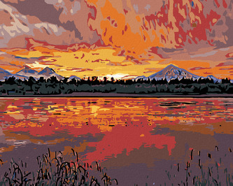 Malování podle čísel - KRÁSNÝ ZÁPAD SLUNCE - 40x50 cm, vypnuté plátno na rám