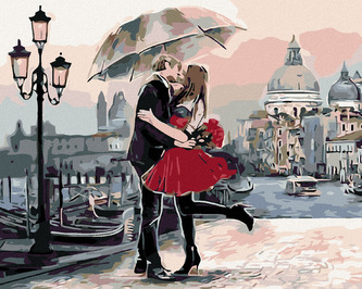 Malování podle čísel - MILENCI V BENÁTKÁCH - 40x50 cm, bez rámu a bez vypnutí plátna