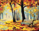 Malování podle čísel - LAVIČKA V PARKU - 40x50 cm, vypnuté plátno na rám