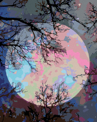 Malování podle čísel - BAREVNÝ MĚSÍC - 40x50 cm, bez rámu a bez vypnutí plátna