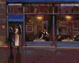 Malování podle čísel - V NOCI PŘED RESTAURACÍ - 80x100 cm, vypnuté plátno na rám