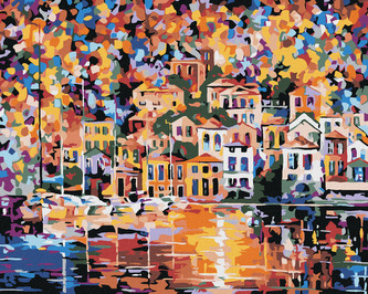 Malování podle čísel - MĚSTEČKO V BARVÁCH - 40x50 cm, bez rámu a bez vypnutí plátna
