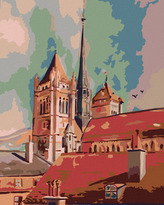 Malování podle čísel - VĚŽE A STŘECHY - 40x50 cm, vypnuté plátno na rám