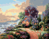 Malování podle čísel - CHALOUPKA V ZAHRADĚ NA POBŘEŽÍ - 80x100 cm, bez rámu a bez vypnutí plátna