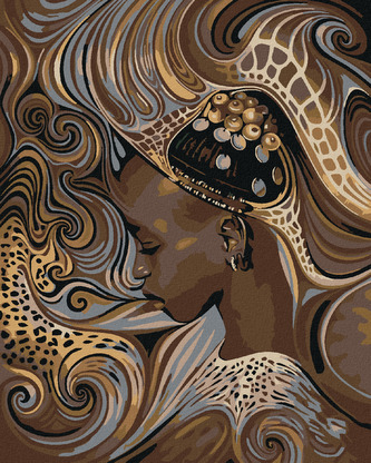 Malování podle čísel - AFRICKÁ DOMORODÁ DÍVKA - 40x50 cm, bez rámu a bez vypnutí plátna