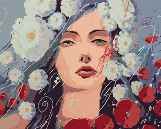 Malování podle čísel - ŽENA A VLČÍ MÁKY - 40x50 cm, bez rámu a bez vypnutí plátna