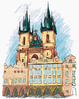 Malování podle čísel - TÝNSKÝ CHRÁM PRAHA - 40x50 cm, bez rámu a bez vypnutí plátna