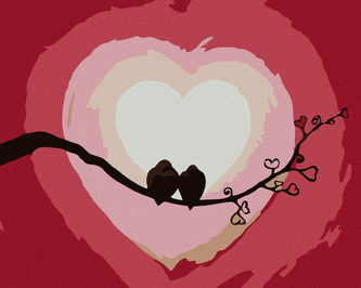 Malování podle čísel - SRDCE A HRDLIČKY - 80x100 cm, vypnuté plátno na rám