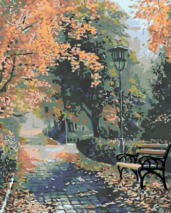 Malování podle čísel - PARK V LISTOPADU - 40x50 cm, bez rámu a bez vypnutí plátna