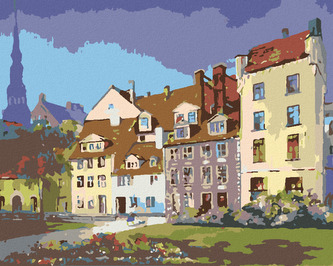 Malování podle čísel - ŘADOVÉ DOMKY - 80x100 cm, vypnuté plátno na rám