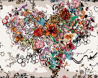 Malování podle čísel - KVĚTINOVÉ SRDCE - 80x100 cm, bez rámu a bez vypnutí plátna