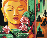 Malování podle čísel - ASIJSKÝ BUDDHA - 80x100 cm, bez rámu a bez vypnutí plátna