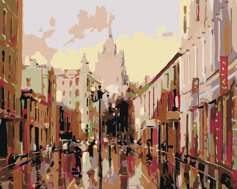 Malování podle čísel - NA NÁMĚSTÍ - 40x50 cm, bez rámu a bez vypnutí plátna