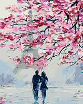 Malování podle čísel - ROMANTICKÁ PROCHÁZKA PO PAŘÍŽI - 40x50 cm, vypnuté plátno na rám