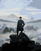 Malování podle čísel - POUTNÍK NAD MOŘEM MLHY (C. D. FRIEDRICH) - 40x50 cm, vypnuté plátno na rám