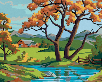 Malování podle čísel - STROM U POTŮČKU - 40x50 cm, bez rámu a bez vypnutí plátna