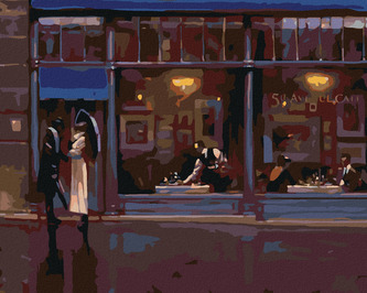 Malování podle čísel - V NOCI PŘED RESTAURACÍ - 40x50 cm, vypnuté plátno na rám