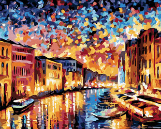 Malování podle čísel - PLAVBA BENÁTKAMI - 80x100 cm, bez rámu a bez vypnutí plátna