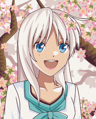 Malování podle čísel - ANIME DÍVKA U STROMU - 40x50 cm, bez rámu a bez vypnutí plátna