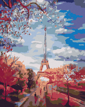 Malování podle čísel - STROMOVÁ ALEJ K EIFFELOVCE - 40x50 cm, vypnuté plátno na rám