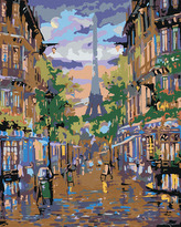 Malování podle čísel - ÚTULNÁ ULIČKA POD EIFFELOVKOU - 80x100 cm, vypnuté plátno na rám